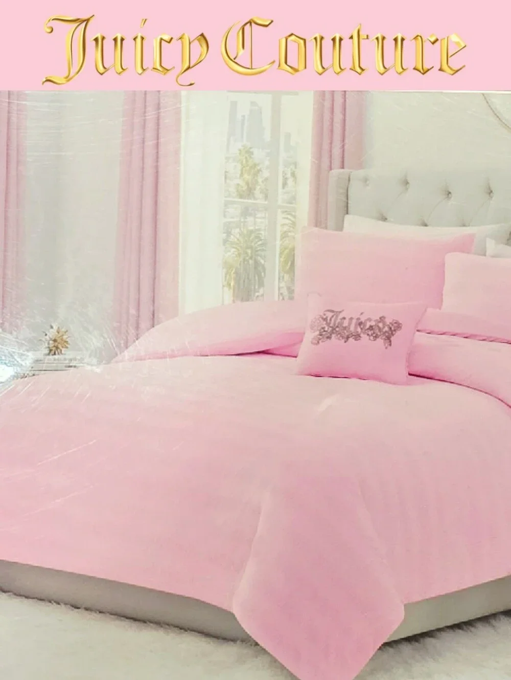 Juicy Couture Home Textured Velvet Plush Queen Comforter Set